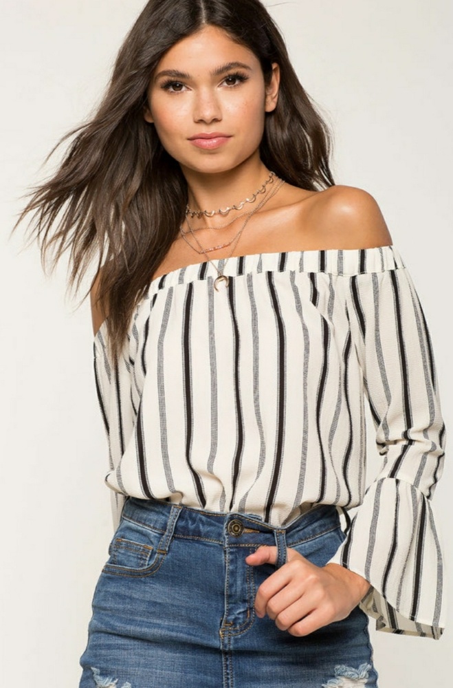 Striped off shoulder top